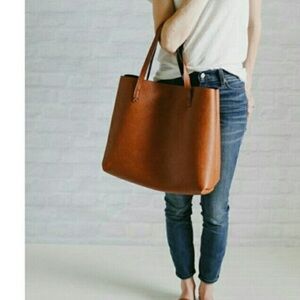 Street Level Nordstrom Black Tan Reversible Pebbled Faux Leather Tote Bag